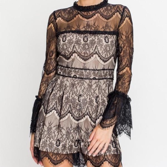 Salt and Pepper Dresses & Skirts - Fancy Black Lace Romper w/ Bell Sleeves